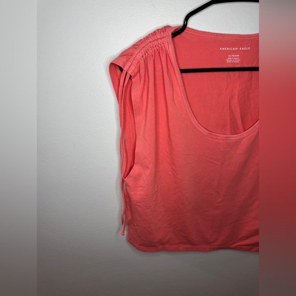 NWOT XL American Eagle Orange Cinched Sleeveless Shirt - Picture 2 of 8